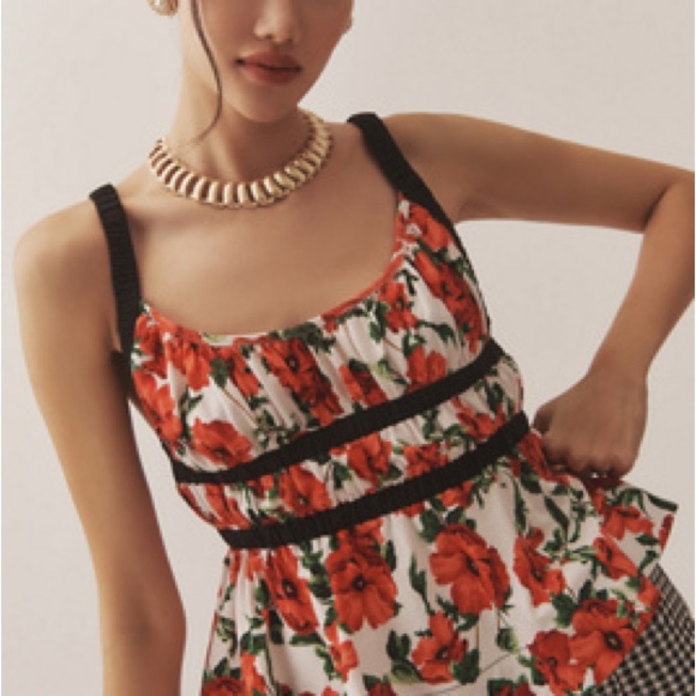 Anthropologie Maeve Ditali floral open back tank sz. S